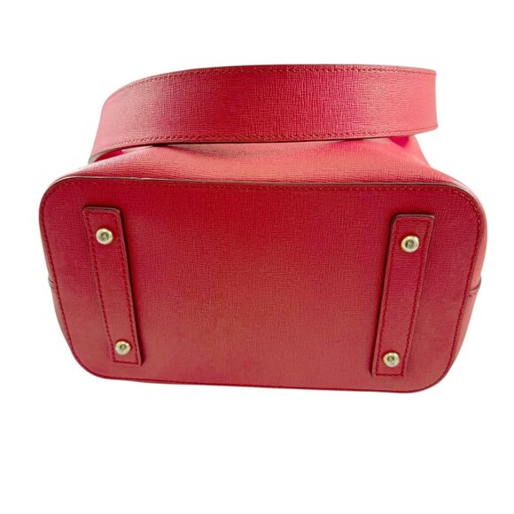 Dooney & Bourke Gretta Drawstring Bag Purse Red Coated Water Repellent Canvas - Picture 5 of 10